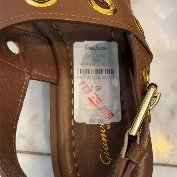 NWT Gianvito Rossi wedge sandals in brown leather with gold buckles. Were $950